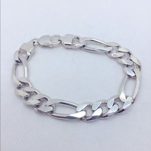 Men 925 Sterling Silver Figaro Link 8” Bracelet